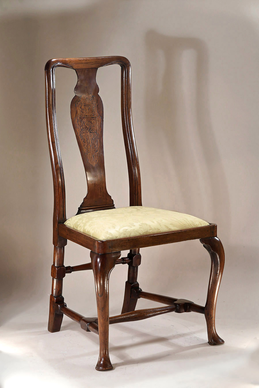 Queen Anne Walnut & Strapwork Marquetry Side Chair, England, c1710-15 