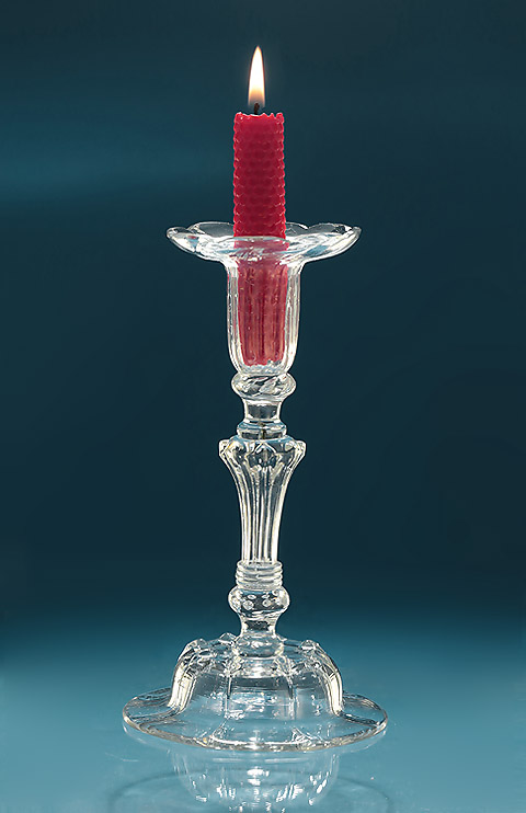 Rare George II Composite Stem Glass Candlestick, England, c1740