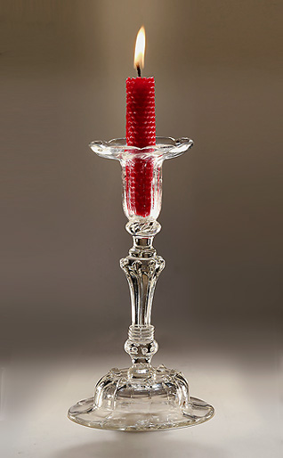 Rare George II Composite Stem Glass Candlestick, England, 1740