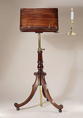 Regency Cuban Mahogany & Brass Adjustable Reading or Music Stand, England, c1815
