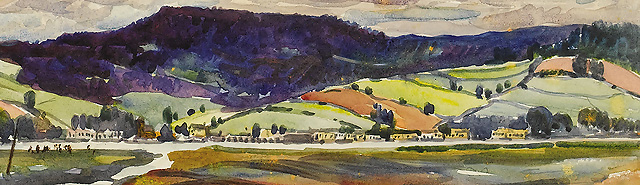 Richard Hayley Lever, "Devonshire River," 1906, Watercolor on Paper, center detail  