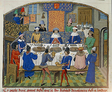 Richard II Dining with the Dukes of York, Gloucester, & Ireland,, Jean de Wavrin, c1470