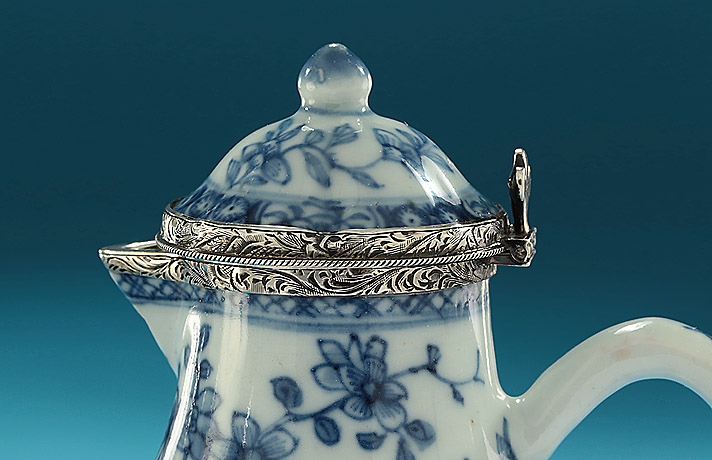 Kangxi / Yongzheng Blue & White Silver-Mounted Lidded Jug, c1680-1730, Dutch Mounts Jacob Helweg, (1798-1875) 