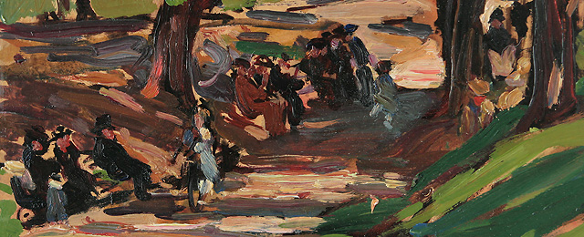 Theresa Bernstein, MY / MA, 1890-2002, Sunny Path, Central Park, c1917, oil on canvas