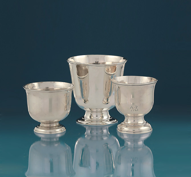 Three Early Georgian Silver Tot Cups