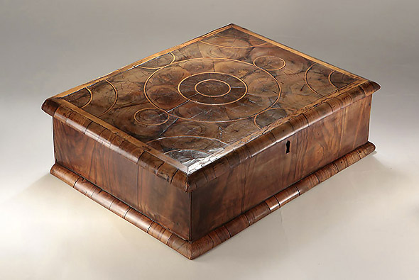 William & Mary Walnut & Olivewood Oyster Veneered & Marquetry, Document / Lace Box, England, c1690